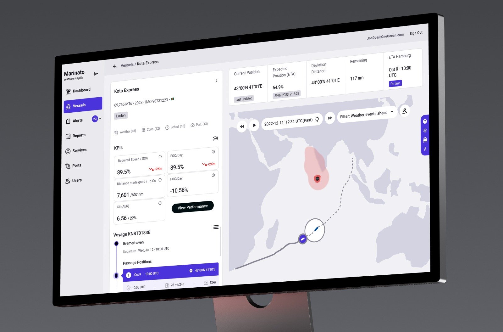 Vessel management system application