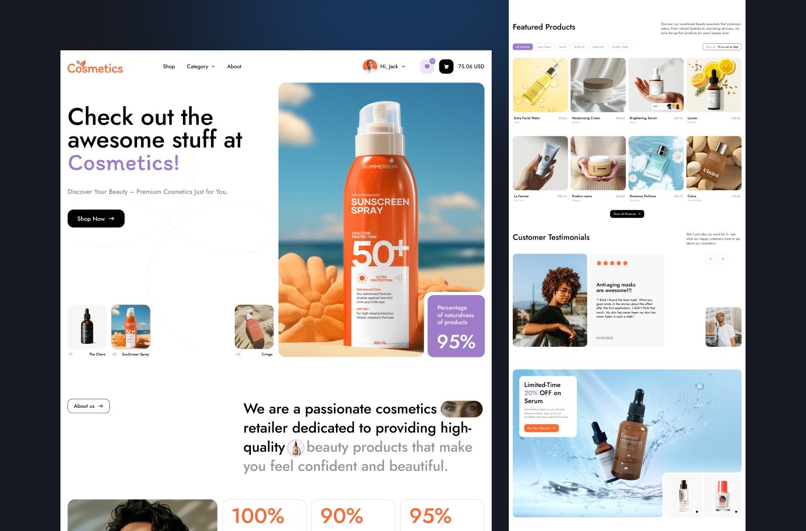 Cosmetic ecommerce website